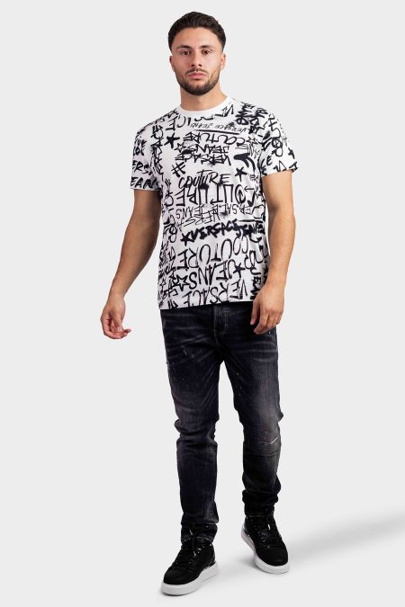Versace Jeans Couture All Over Print T-Shirt Heren Wit - Maat XL - Kleur: Wit | Soccerfanshop