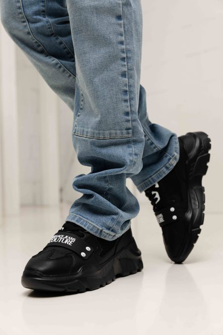 Versace Jeans Couture Fondo Speedtrack Nylon/Leather Sneakers Heren Zwart - Maat 45 - Kleur: Zwart | Soccerfanshop