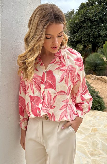 Viscose Blouse Met Bloemenprint Dust Roze
