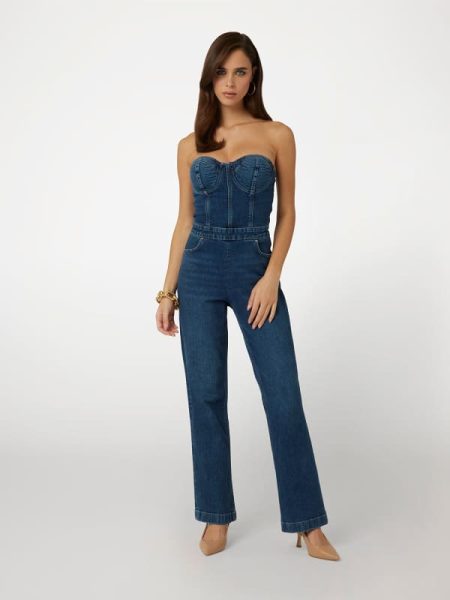 Denim Jumpsuit Uitlopende Pijp