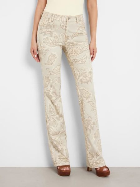 Broek Van Imitatie Suède Met Paisley-Print