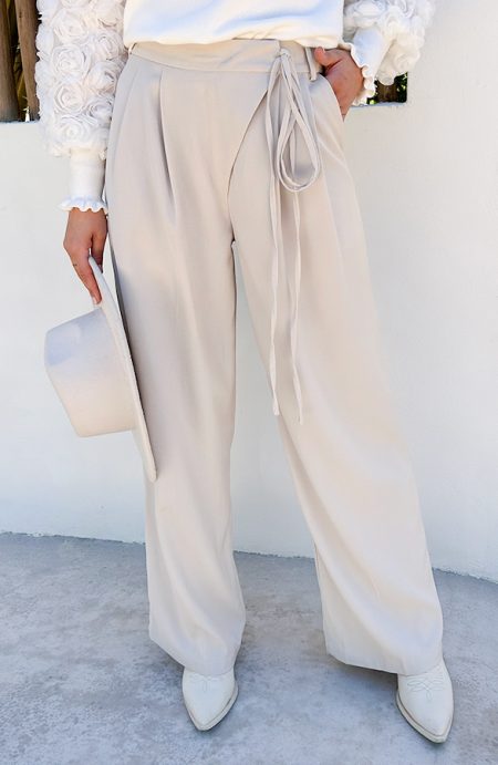 Wide Fit Pantalon Met Strik Beige