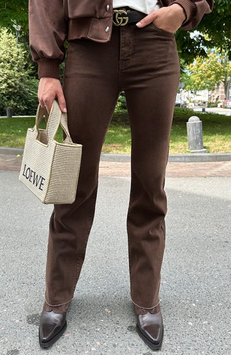 Wide Leg Jeans Choco Brown Stretch FMH
