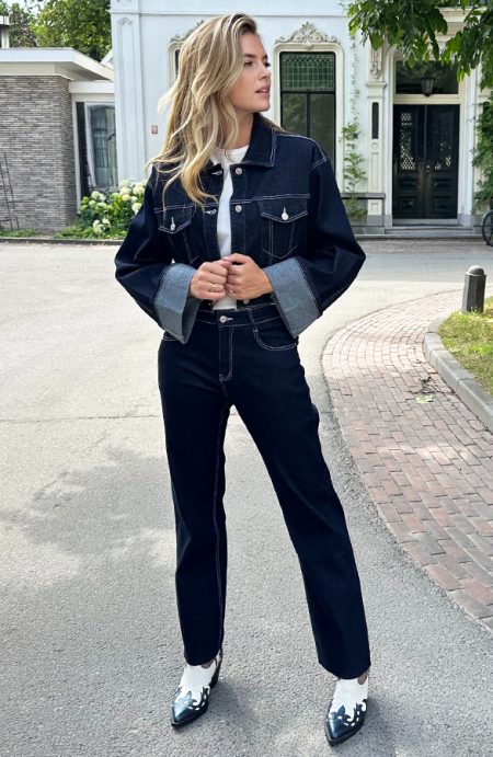 Wide Leg Jeans Deep Blue Stretch FMH