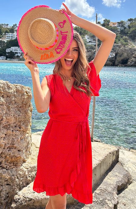 Wikkel Jurk Leopard Fuchsia