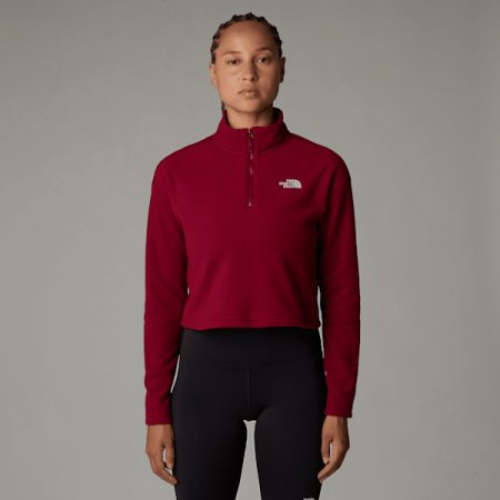 The North Face Cropped 100 Glacier-fleece Met Kwartrits Beetroot female