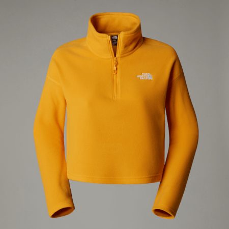 The North Face Cropped 100 Glacier-fleece Met Kwartrits Summit Gold female