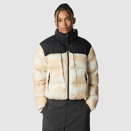 The North Face Omkeerbare 1992 Crinkle Nuptse-jas Voor Dames White Dune Low-fi Hi-tek Dye Print female