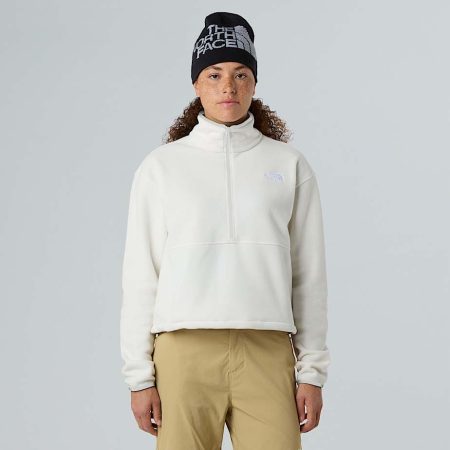 The North Face Korte Glacier-fleece Met Halve Rits Voor Dames White Dune female