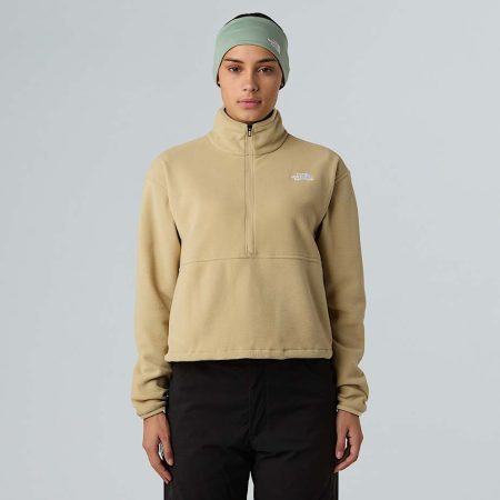 The North Face Korte Glacier-fleece Met Halve Rits Voor Dames Khaki Stone female