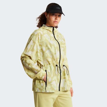 The North Face Mountain Athletics-windjas Met Capuchon En Print Voor Dames Lemon Mist Painted Mountains Print female