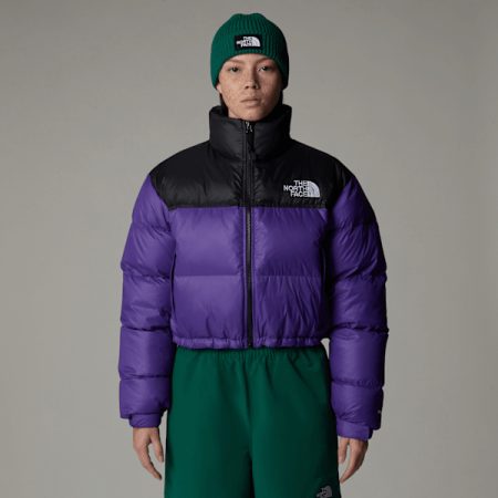 The North Face Nuptse-korte Jas Voor Dames Peak Purple-tnf Black female