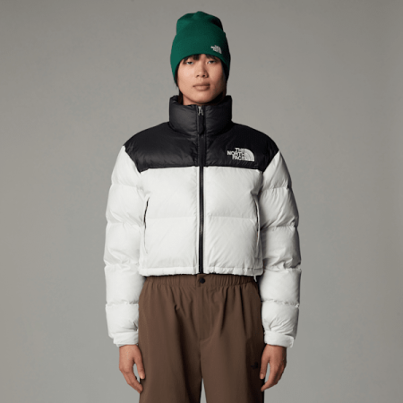 The North Face Nuptse-korte Jas Voor Dames White Dune-tnf Black female