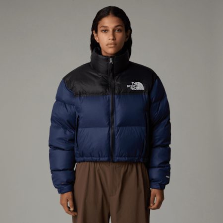 The North Face Nuptse-korte Jas Voor Dames Summit Navy-tnf Black female