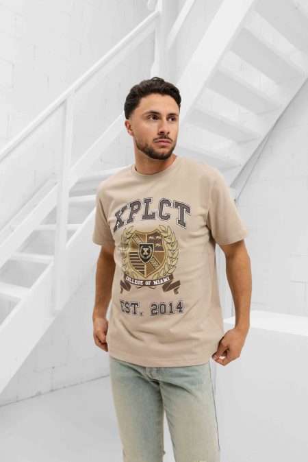 XPLCT Miami T-Shirt Heren Beige - Maat XL - Kleur: Beige | Soccerfanshop