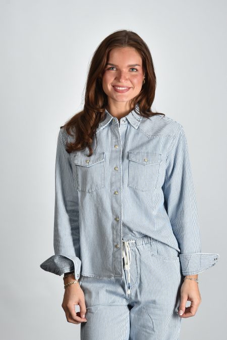 Xirena blouse Byron X5RRD000 blue railroad