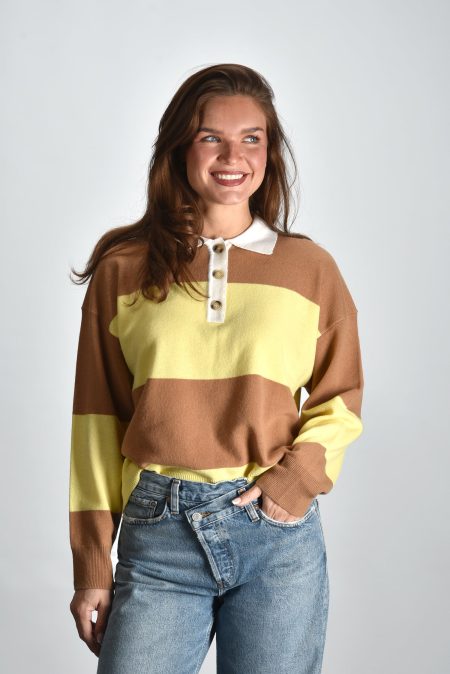 Xirena trui Braxton X9WSS045 camel stripe