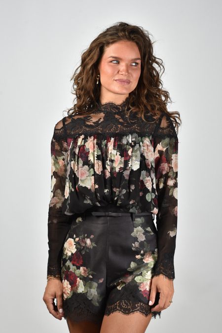 Zimmermann blouse Hypnotic Lace Yoke 5245TF251 black cascade