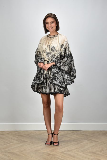 Zimmermann jurk Rhiannon Lantern Mini 3420DSS251 cream/black floral