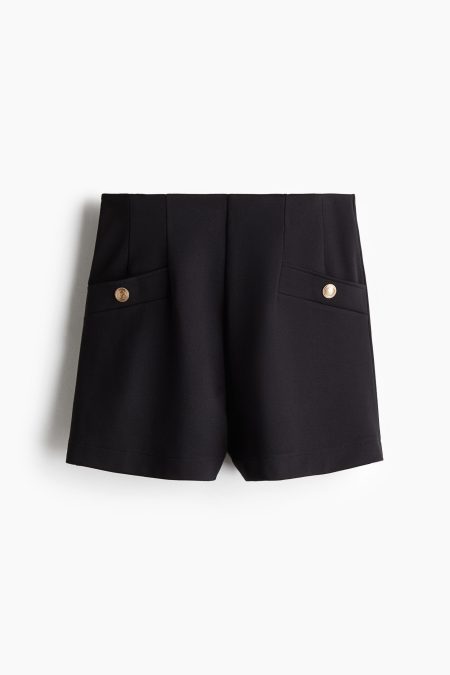 H & M - Short van interlocktricot - Zwart