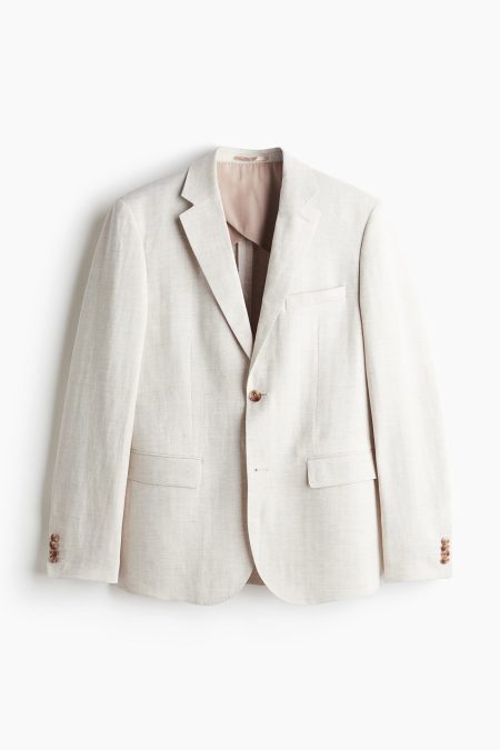 H & M - Colbert van linnenmix - Regular Fit - Beige