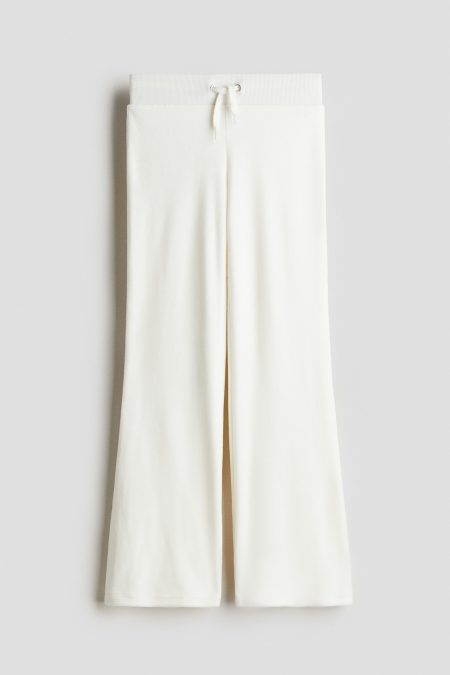 H & M - Flared joggers van velours - Wit