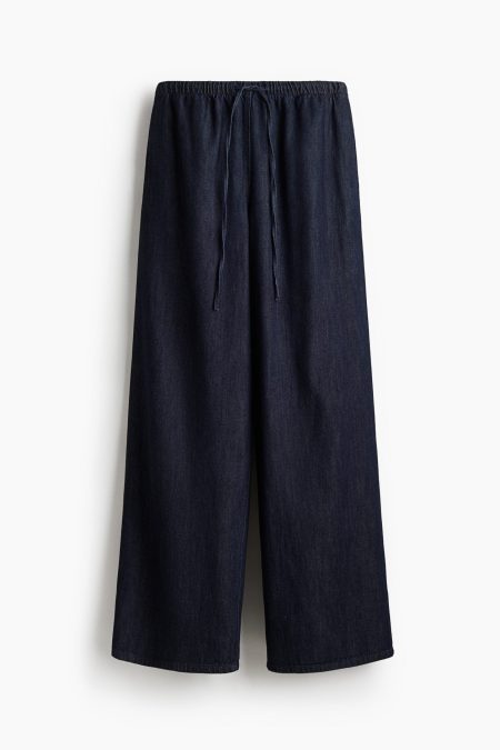 H & M - Feather Soft Denim broek met drawstring - Blauw
