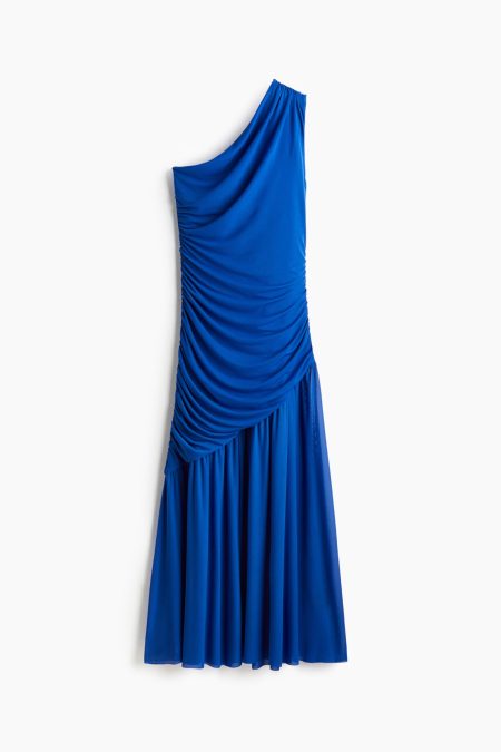 H & M - Gedrapeerde one-shoulderjurk - Blauw