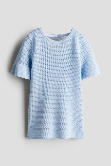 H & M - Katoenen jurk met gehaakte look - Blauw