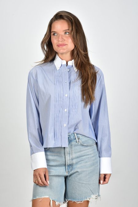 Academia blouse Miuccia CB 1069B-643 riga azzurra