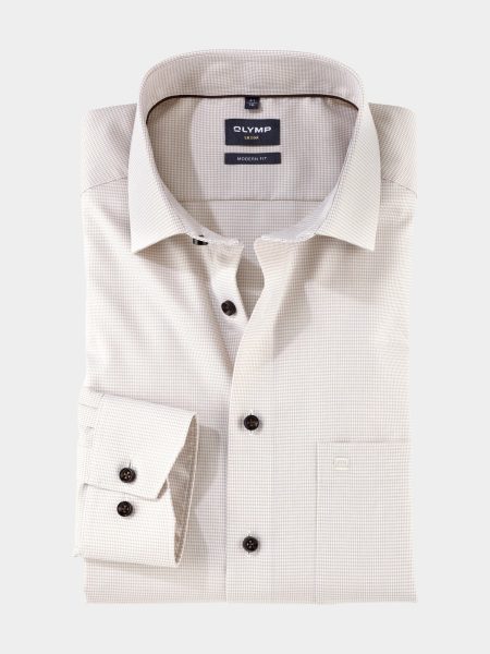 Olymp Business hemd lange mouw Beige 120864-Hemden 120864/22