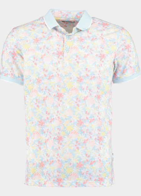 Innocente Polo korte mouw Blauw bloemprint met lichtblauw 25008/Soft Blue