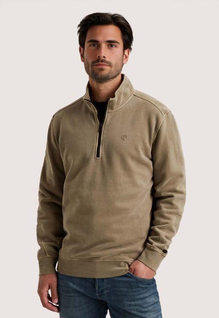 Cast Iron Sweatshirt Met Halve Rits