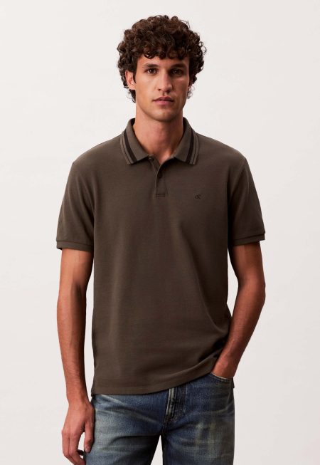 Calvin Klein Monogram pique tipped polo