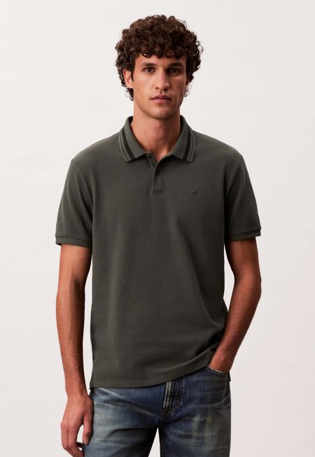 Calvin Klein Monogram pique tipped polo