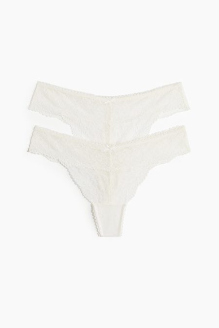 H & M - Set van 2 kanten slips - Thong - Wit