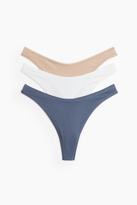 H & M - Set van 3 slips van microvezel - Thong - Blauw