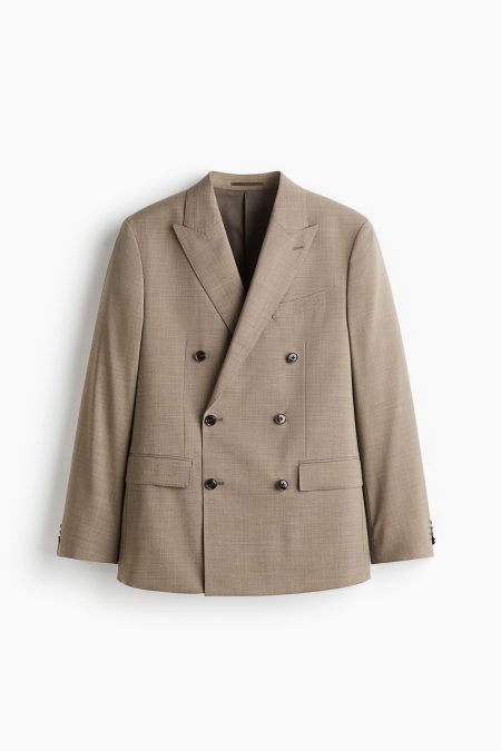 H & M - Regular Fit Wool-blend double-breasted jacket - Beige