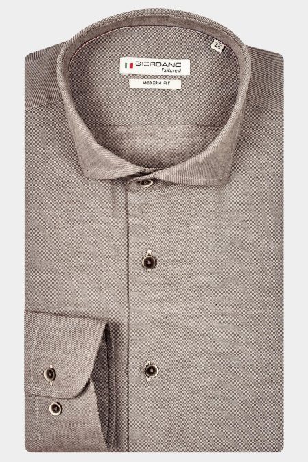 Giordano Casual hemd lange mouw Bruin Row