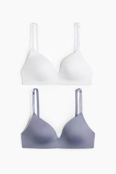 H & M - Set van 2 soft-bh's van microvezel - Blauw