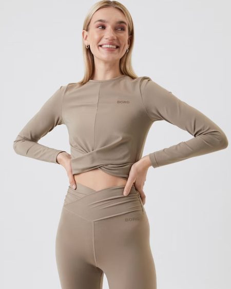 Björn Borg - Dames - Borg Cross Longsleeve - Beige - Maat XL