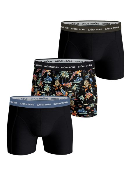 Björn Borg - Heren - Boxershort Cotton Shorts 3-Pack - Blauw/Multicolour/Zwart - Maat M