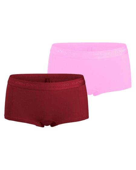 Björn Borg - Meisjes - Minishort Cotton Stretch 2-Pack - Rood/Roze - Maat 170-176