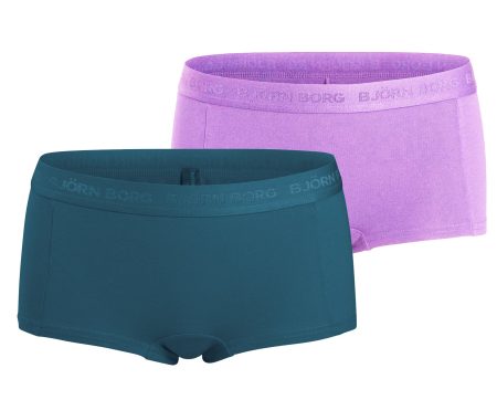 Björn Borg - Meisjes - Minishort Cotton Stretch 2-Pack - Blauw/Paars - Maat 122-128