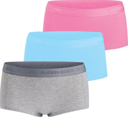 Björn Borg - Meisjes - Minishort Cotton Stretch 3-Pack - Blauw/Grijs/Roze - Maat 110-116
