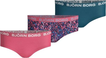 Björn Borg - Meisjes - Leopard Hipster 3-Pack - Blauw/Multicolour/Roze - Maat 110-116