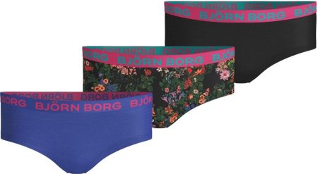 Björn Borg - Meisjes - Mystic Flower Print Hipster 3-Pack - Blauw/Multicolour/Zwart - Maat 146-152
