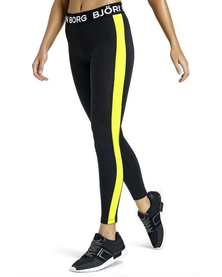 Björn Borg - Dames - LA Stripe Tights - Geel/Multicolour/Zwart - Maat 40