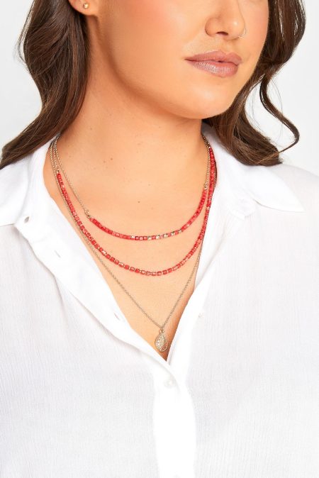Gelaagde Ketting Met Kralen In Goud/Rood