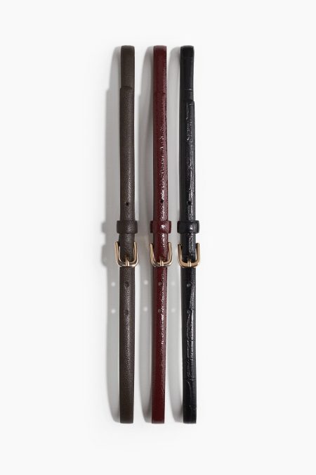 H & M - Set van 3 smalle ceintuurs - Bruin
